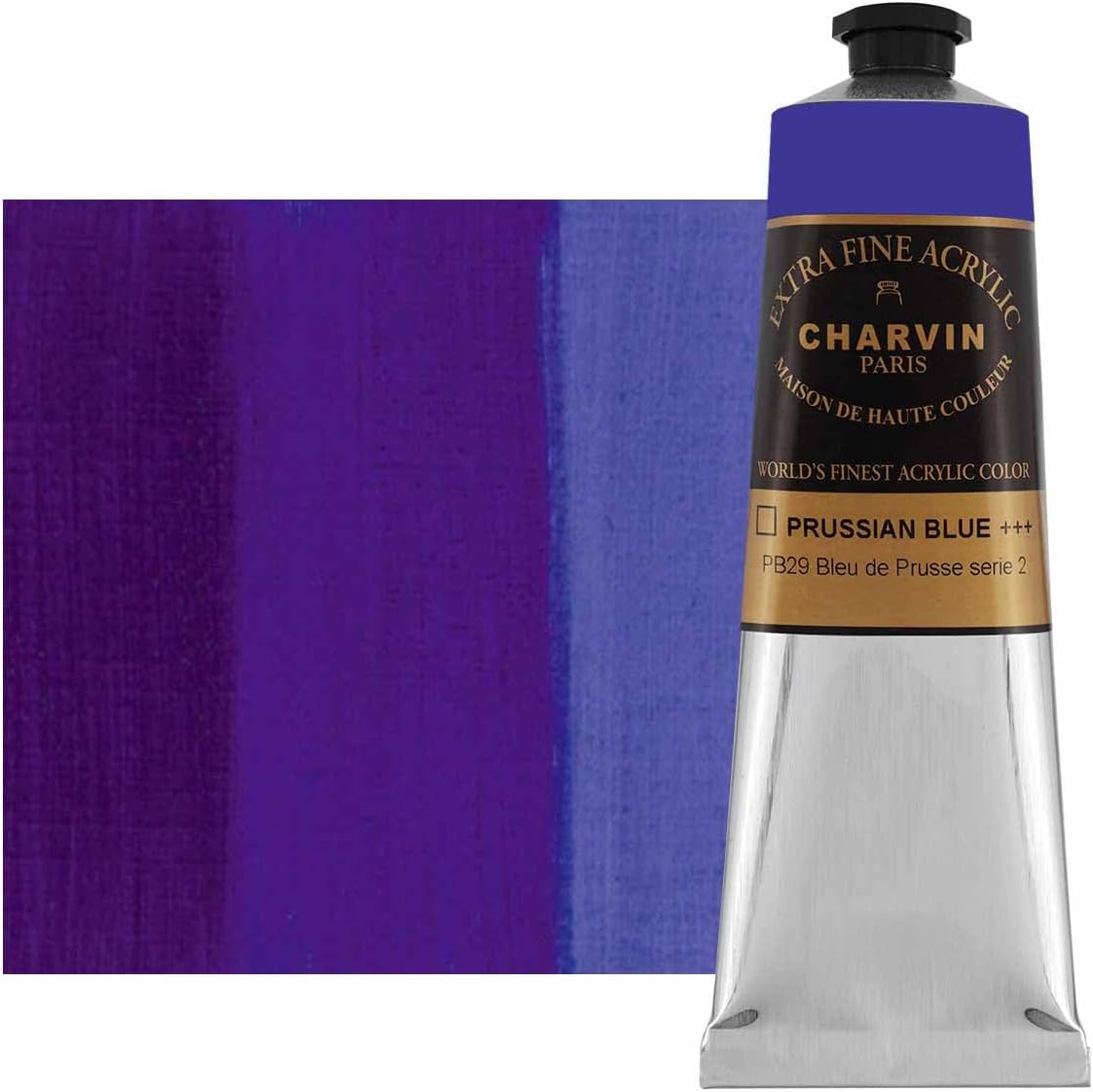 Charvin Extra Fine Professional Acrylic Paint - Prussian Blue, 150ml Tube, Triple-Milled, Lightfast Pigments, Open Stock Artist Acrylic Paints in Nature-Inspired Hues
