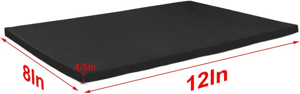 Foam Sheets with Adhesive Backing Foam Padding Neoprene Rubber Mat Closed Cell Sheet Anti-Slip Insulation Rubber Anti Vibration Square Pad (12" x 8" x 4/5", 4 Pcs)
