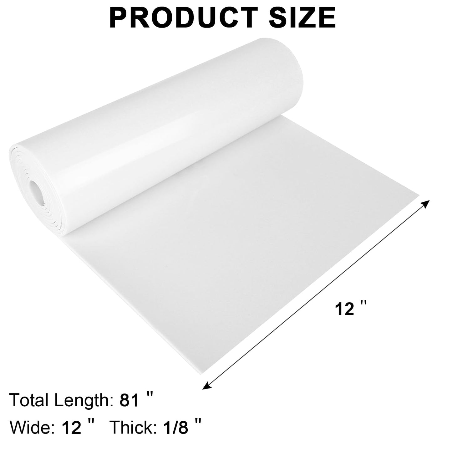 Sponge Neoprene Foam Rubber Sheet with Adhesive, 12 in x 81 in x 1/8 in Multi-Function Soundproof High Density Waterproof Rubber Mat, Perfect Cosplay Easy Cut DIY Neoprene Padding Roll - White