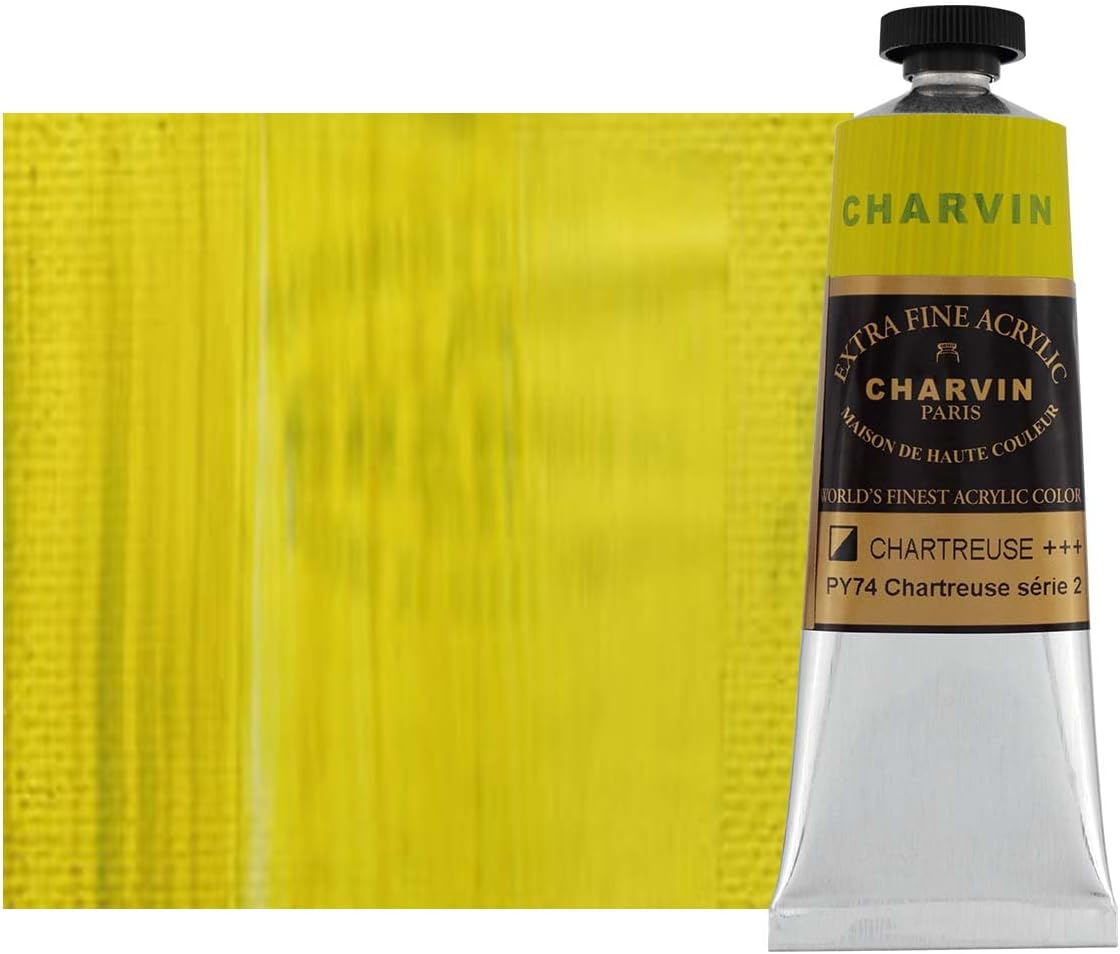 Charvin Extra Fine Professional Acrylic Paint - Chartreuse, 60ml Tube, Triple-Milled, Lightfast Pigments, Open Stock Artist Acrylic Paints in Nature-Inspired Hues