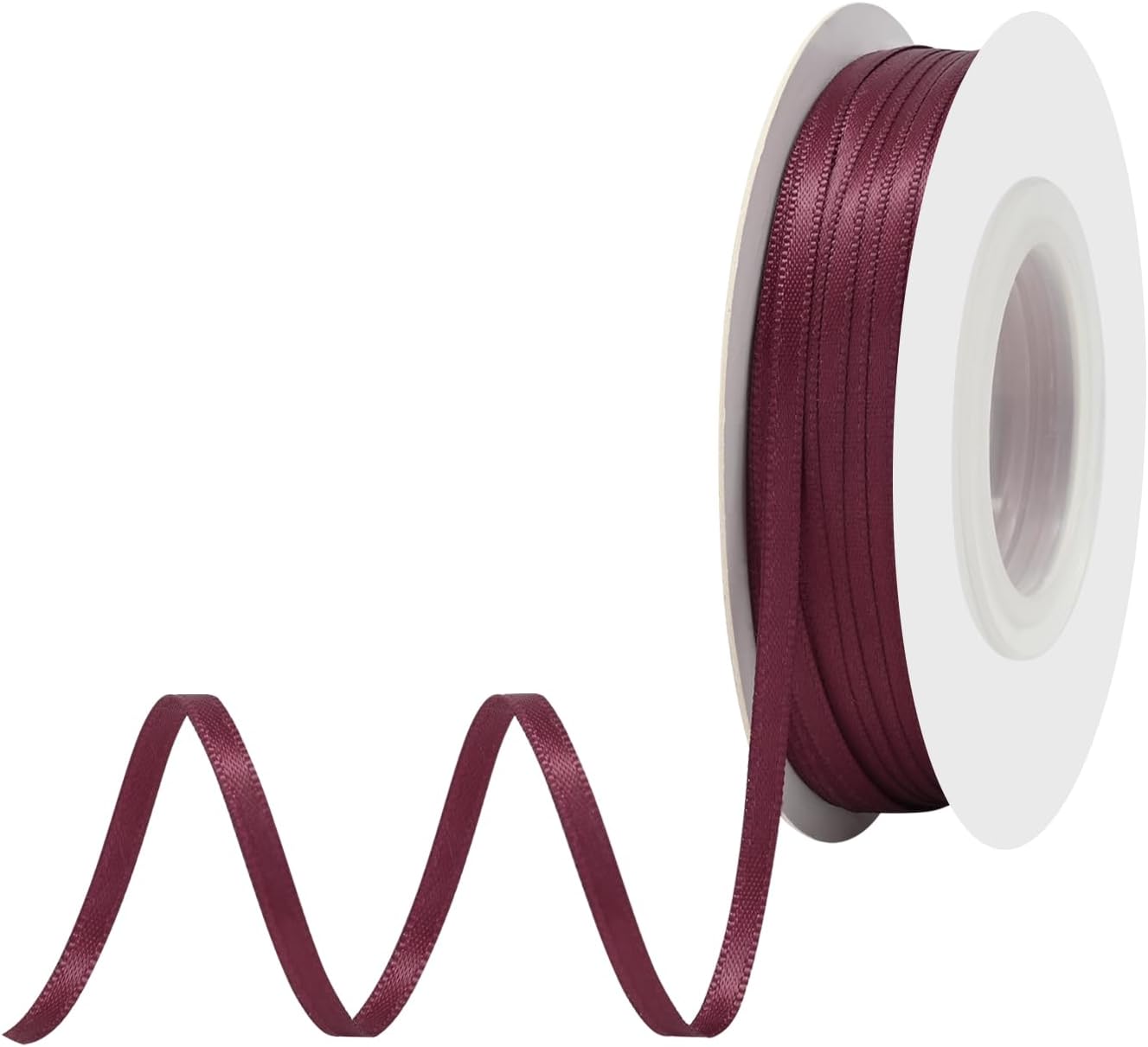 Wine Red Satin Ribbon 1/8" X 50 Yards Solid Color Double Faced Ribbons Perfect for Crafts Wedding Decor Bow Making Arts Sewing and More