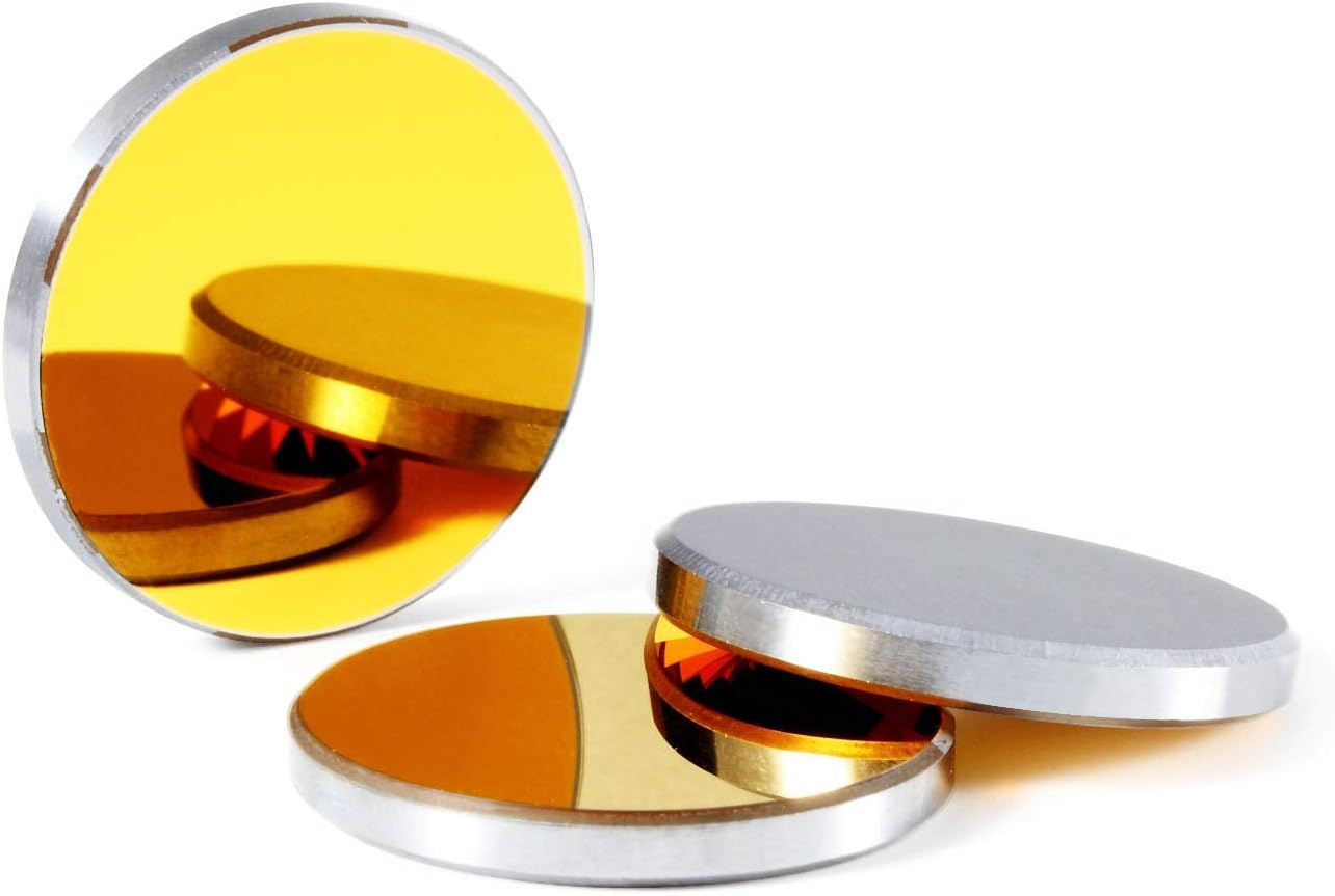 TEN-HIGH Si Reflective Lens CO2 Laser Lens Laser Mirror Gold-Plated Silicon Mirrors, for CO2 Laser Engraving Cutting Machine, Dia 20mm 3PCS