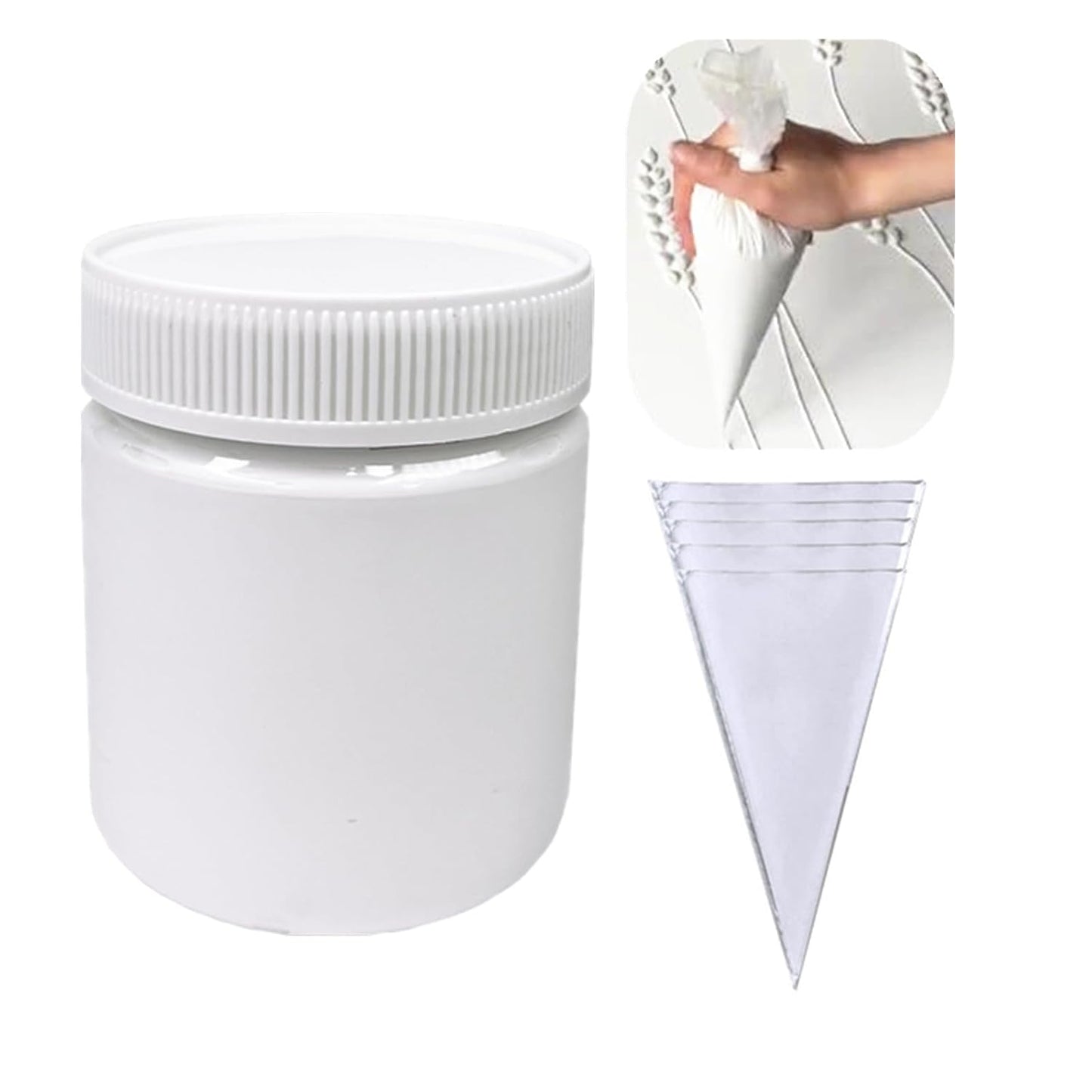 Acrylic Modeling Paste 3D Art Texture Paste 9.88oz/280ml, Ideal for Wood/T-Shirts/Glass/Stone, Sculpting Material Fast Drying Gesso Alternative DIY Crafts Projects (Modeling Paste with Bags)