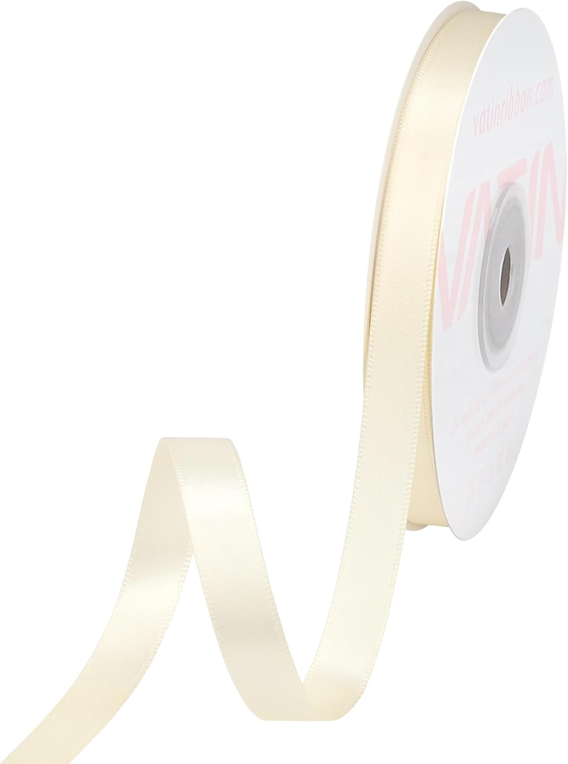 VATIN Double Face Cream Satin Ribbon 3/8" Continuous 50 Yards,Cream Polyester Fabric Ribbon use for Bows Bouquet, Gift Wrapping, Floral Arrangement Wedding Decoration