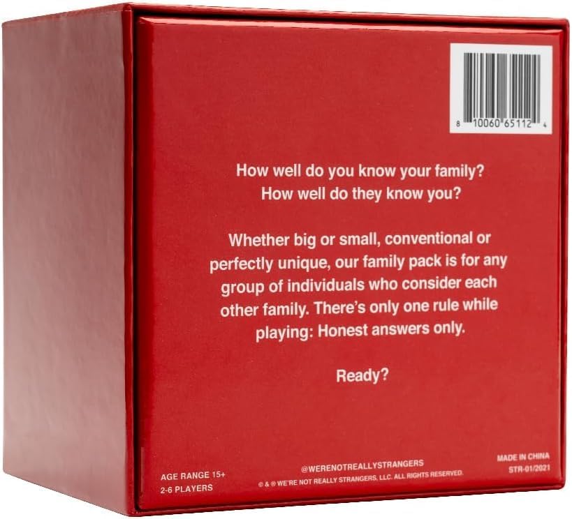 WE'RE NOT REALLY STRANGERS Family Edition Card Game - 150 Conversation Cards for Adults, Teens, and Families - for a Fun & Memorable Family Game Night, Ages 15+, 2-6 Players