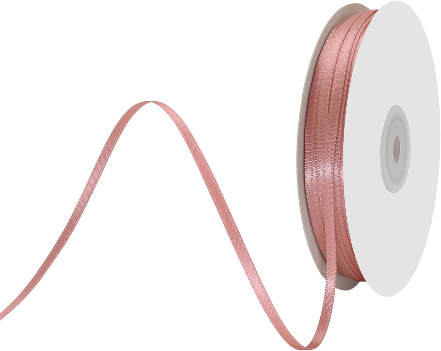1/8" X 100 Yards Dusty Rose Satin Thin Ribbon Solid Color Double Faced Ribbons Perfect for Crafts Wedding Decor Bow Making Arts Sewing and More