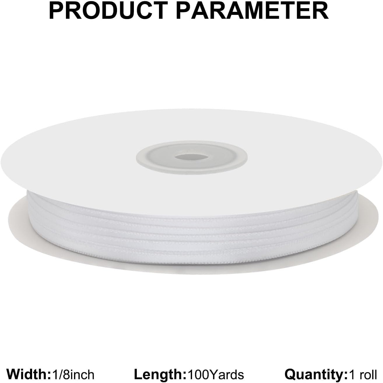 1/8" X 100 Yards White Satin Thin Ribbon Solid Color Double Faced Ribbons Perfect for Crafts Wedding Decor Bow Making Arts Sewing and More