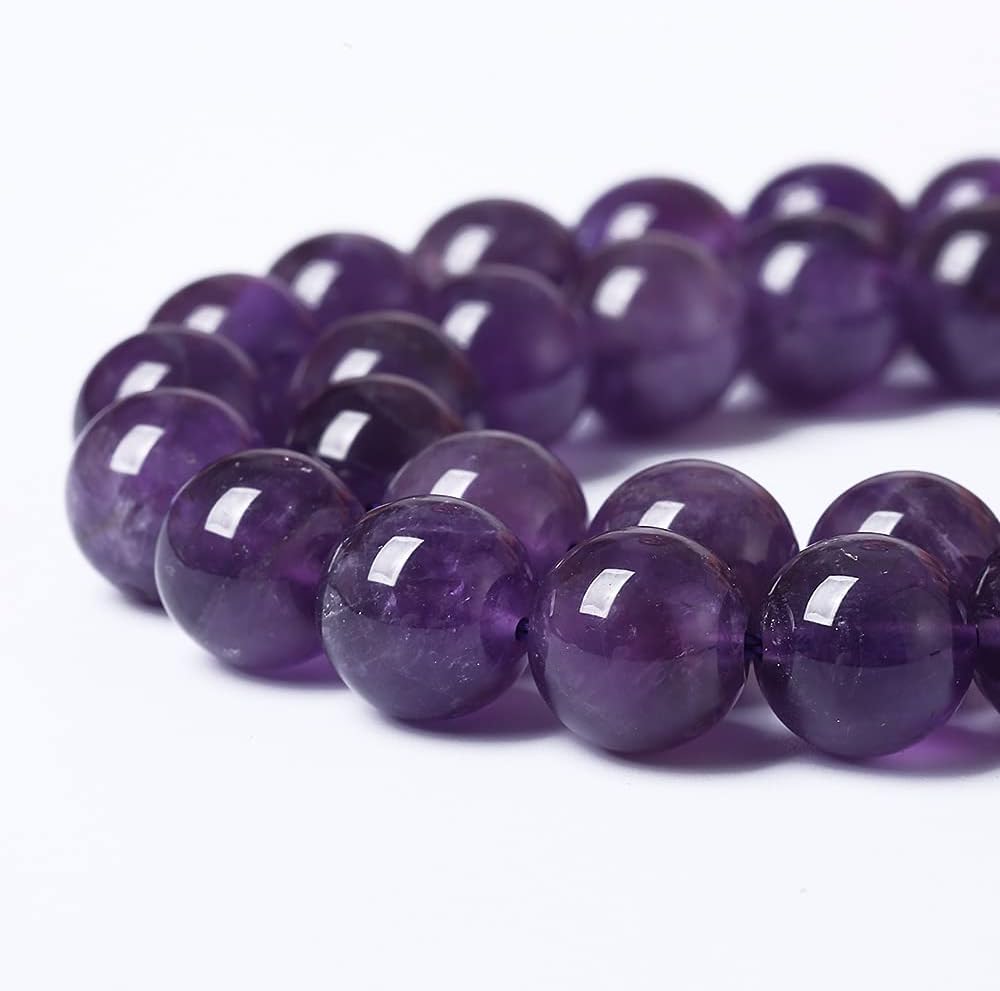 12mm 32pcs Natural Amethyst AAAAA Purple Crystal Quartz Beads Gemstones Round Stone Beads for Jewelry Making DIY Women's Bracelet Necklace Earrings