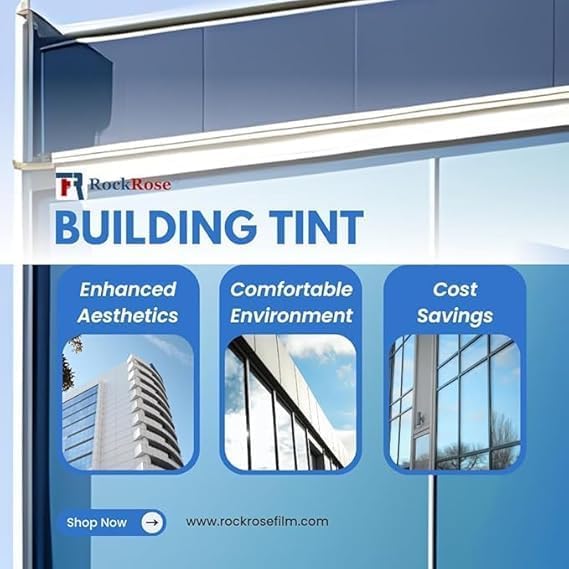 Rockrose Professional Blackout Home Window Tint Film - Sun Blocking Privacy Cover for Home Offices - Room Darkening Sun Light Blocker - 60 in X 100FT - Total Blackout