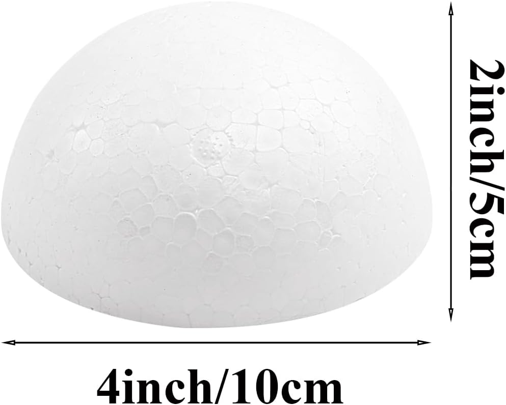 Crafjie 8PCS 4 Inchs Half Foam Balls White Half Round Polystyrene Foam Balls Craft Supplies Hemispherical Christmas Craft Ballfor DIY Home Craft Project and Art Decoration