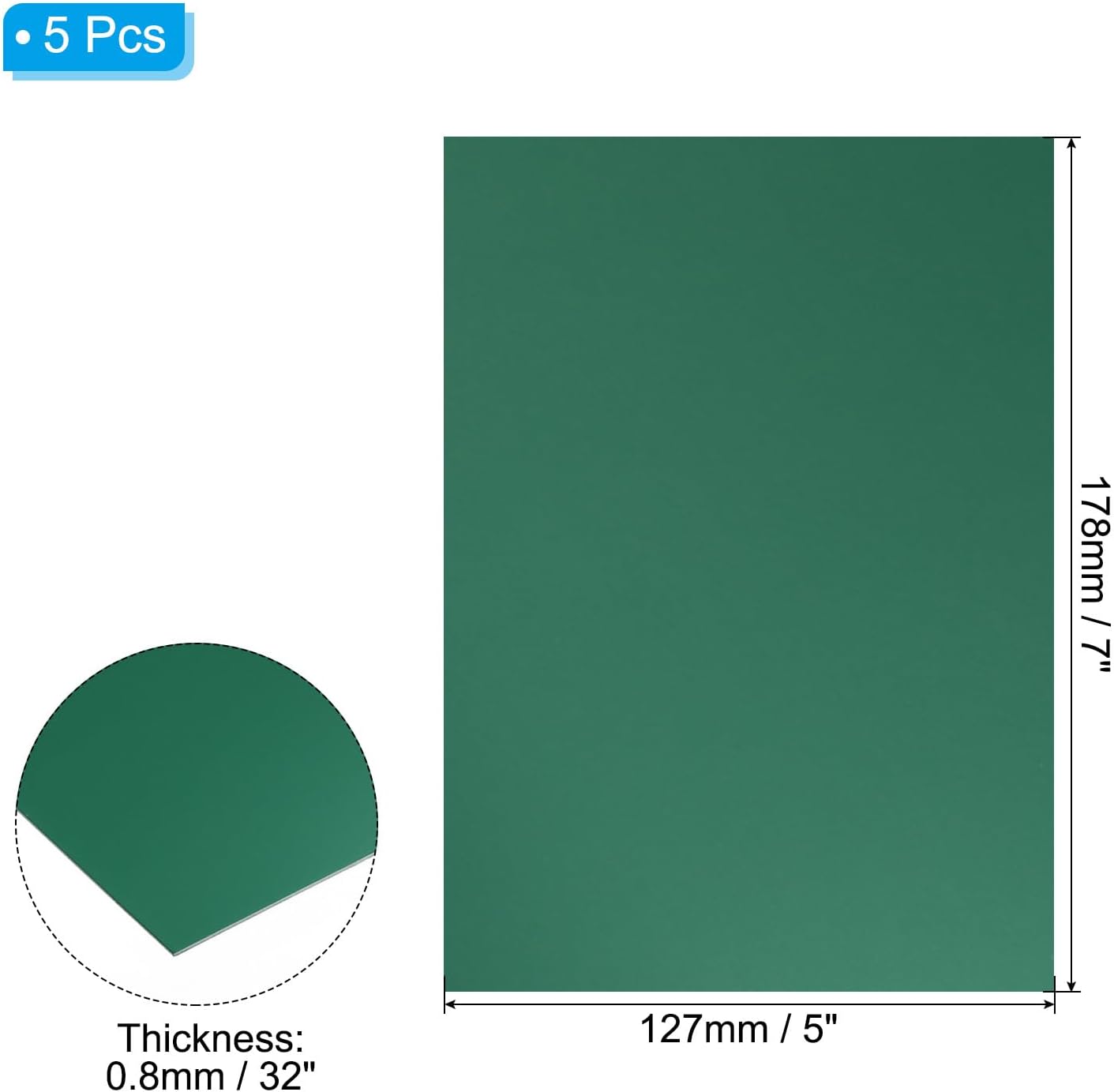 PATIKIL 7x5x1/32inch Anodized Aluminum Sheet, 5Pcs Metal Rectangle Aluminum Plate 0.8mm Thick Engraving Blanks for Laser Engraving DIY Decorative Crafting Home Decoration, Green