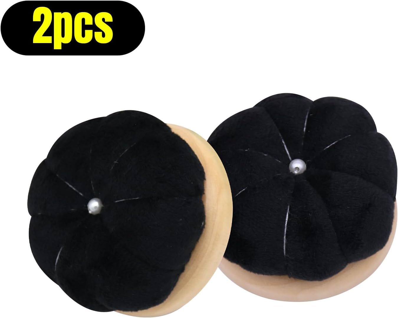 Uxney Pin Cushion,Wooden Sewing Pin Cushion Pincushion Needle Cushion for Sewing Quilting Needlework DIY Crafts(Black,2 PCS)