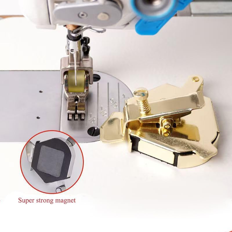 Bequilter Upgraded Multifunctional Magnetic Seam Guide for Sewing Machines, Adjustable Sewing Guide for Precise Stitching, Universal Sewing Supplies and Accessories (Gold)