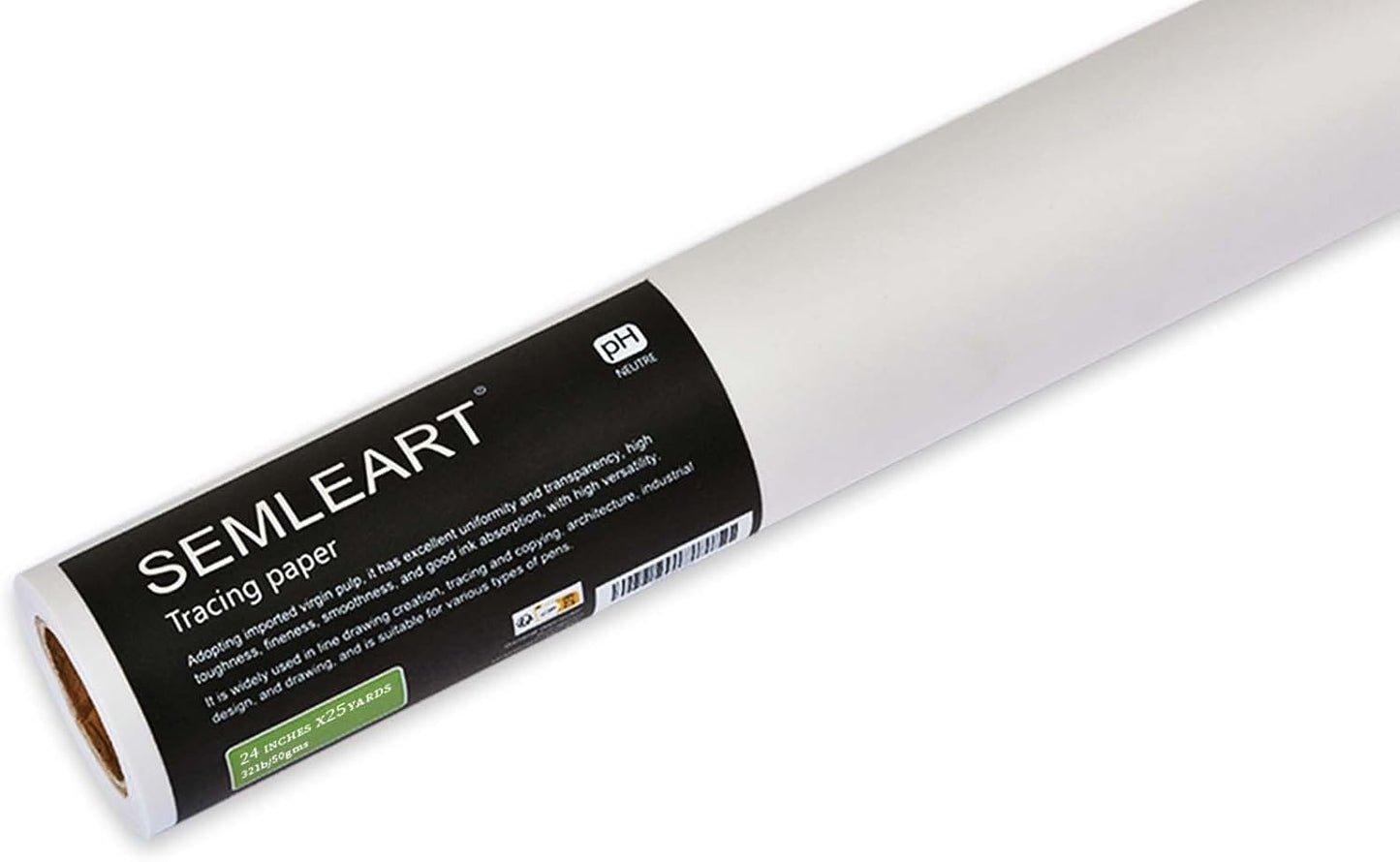 SEMLEART Artit's Tracing Paper roll,32lb/50gsm, 24 inch x 25 Yard,Translucent Tracing Paper for Pencil, Marker and Ink - Trace Images, Sketching,Drawing
