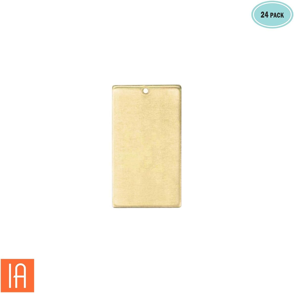 ImpressArt - Premium Metal Stamping Rectangle Blanks for Metal Stamping and Jewelry Making (24 Pack) (11/16" x 1 1/4" Rectangle w/Hole, Brass)