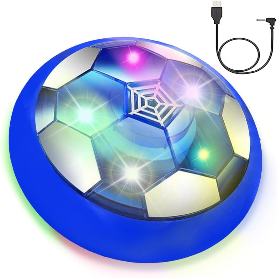 VNVDFLM Kids Toys Hover Soccer Ball with LED Light and Soft Foam Bumper, Air Floating Soccer Ball - Indoor Outdoor Game Gifts for Boys & Girls (Age 3-9) (Blue)