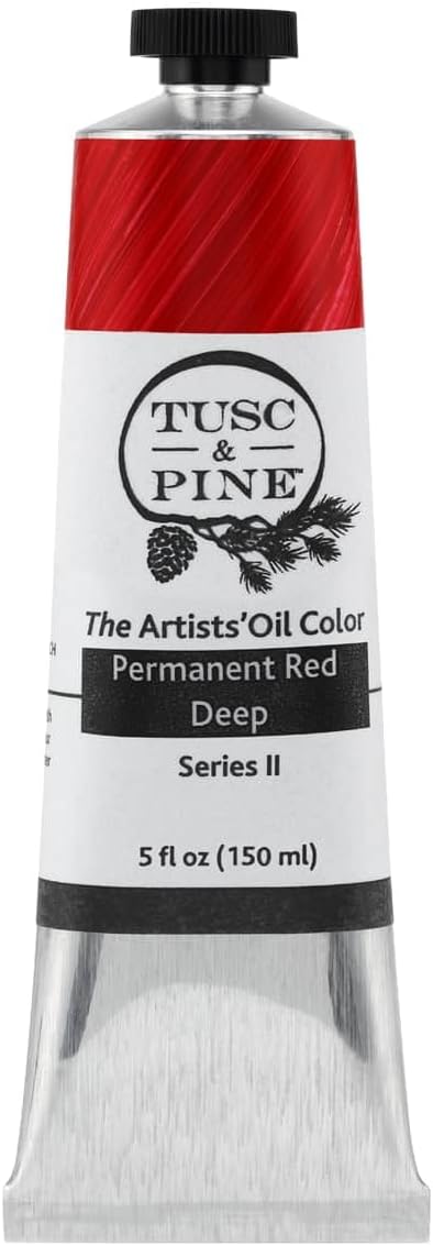 Tusc & Pine Artist Oil Paint - Permanent Red Deep, 150 ml, Non-Yellowing, Rich & Creamy Consistency, Maximum Pigment Load, Small Batch Milled Oil Paints Made in the USA for Professional Artists