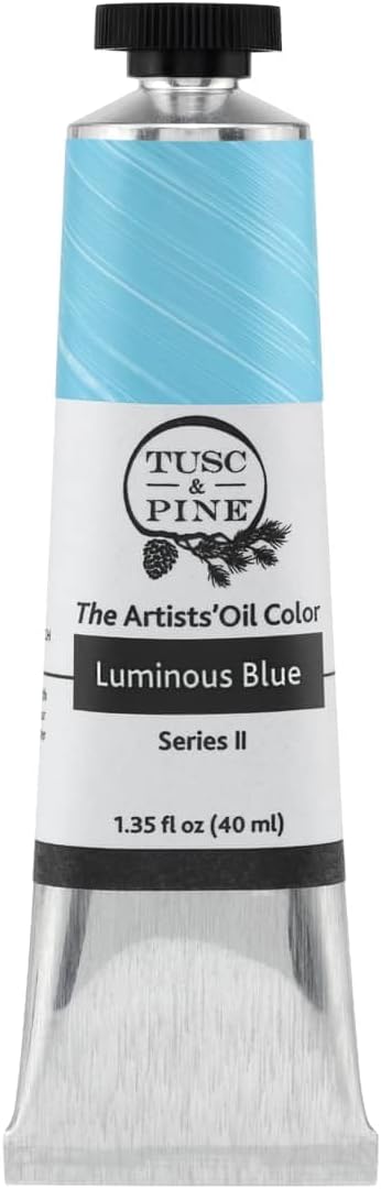 Tusc & Pine Artist Oil Paint - Luminous Blue, 40 ml, Non-Yellowing, Rich & Creamy Consistency, Maximum Pigment Load, Small Batch Milled Oil Paints Made in the USA for Professional Artists