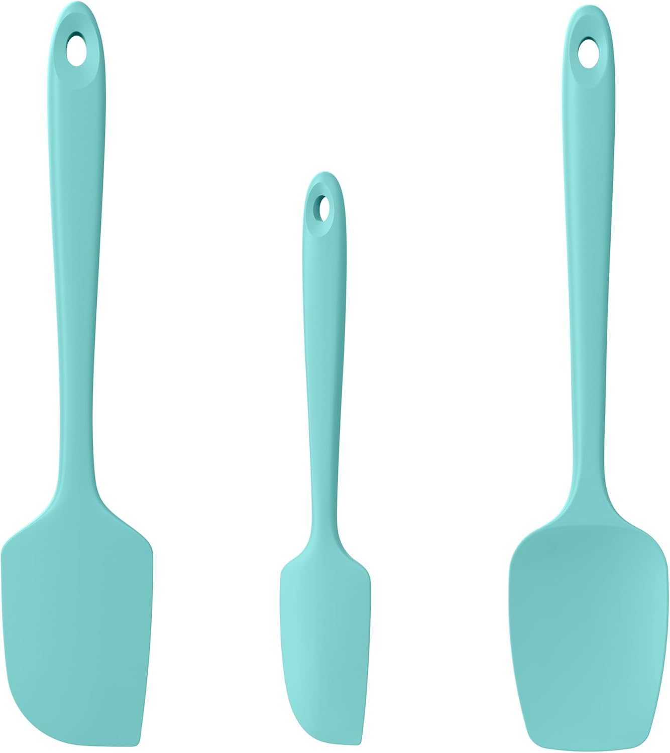 Heat Resistant Silicone Spatula Set of 3, Luxiwise 600ºF High Temp Baking Scraper Cooking Utensils Non-Stick BPA-Free for Seamless Mixing, Folding, Scraping with Rubber Kitchen Essentials (Aqua Sky)