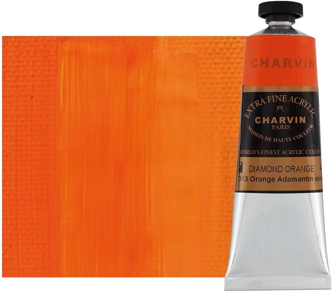 Charvin Extra Fine Professional Acrylic Paint - Diamond Orange, 60ml Tube, Triple-Milled, Lightfast Pigments, Open Stock Artist Acrylic Paints in Nature-Inspired Hues