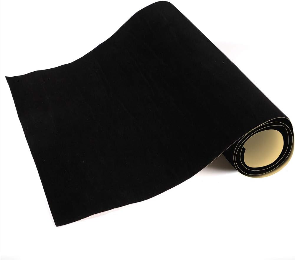 Self Adhesive Sheets, Adhesive DIY Felt Sheets for Art & Crafts, Peel & Stick Drawer/Jewelry Box Liner, Solid Color Felt Wallpaper (14.6" x 39.4", Black) - 2pcs