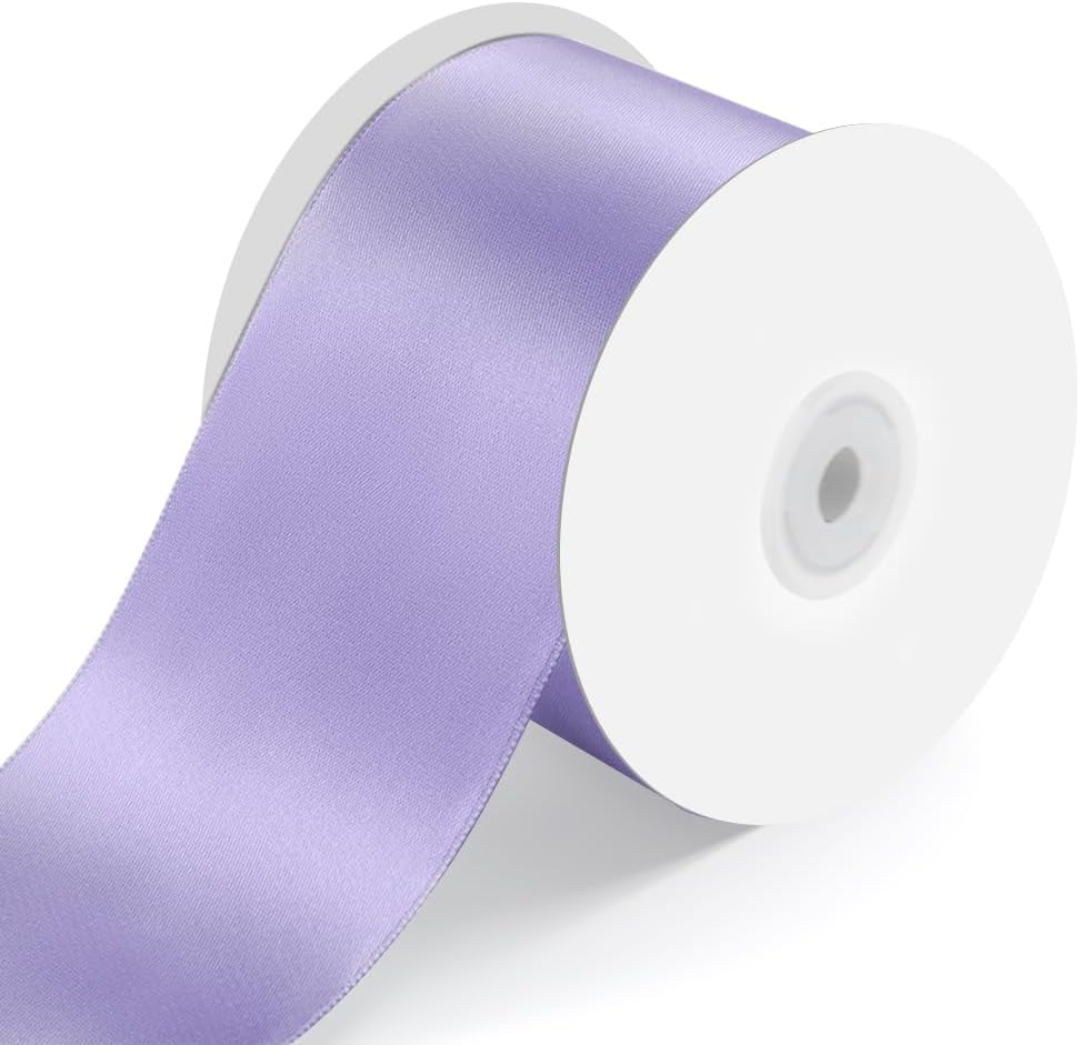 3" Wide x 25 Yards Single Face Polyester Satin Ribbon, Satin Ribbon for Crafts, Gift, Hair Bows, Wedding Party Decoration, Bow Making & Other Projects (Lavender)