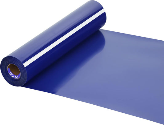 HTV Iron on Vinyl 12Inch by 12ft Roll Heat Transfer Vinyl for T-Shirt HTV Vinyl Rolls for All Cutter Machine - Easy to Cut & Weed for Heat Transfer Design (12ft, Blue)