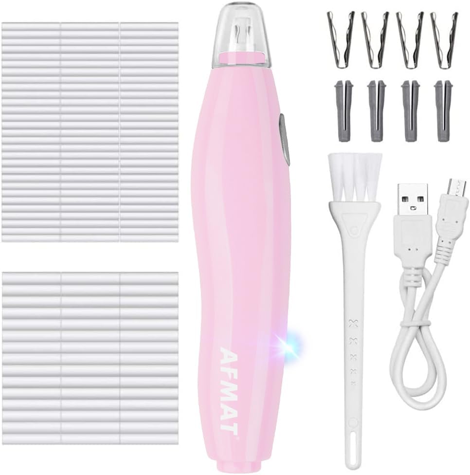 AFMAT EE04PK Electric Eraser, with 140 Eraser Refills, Rechargeable Pencil Erasers for Artists, Electric Erasers for Drafting, Drawing, Painting, Sketching, Architectural Plans, Detailer Tool-Pink