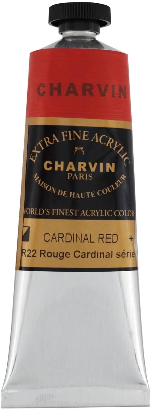 Charvin Extra Fine Professional Acrylic Paint - Cardinal Red, 60ml Tube, Triple-Milled, Lightfast Pigments, Open Stock Artist Acrylic Paints in Nature-Inspired Hues
