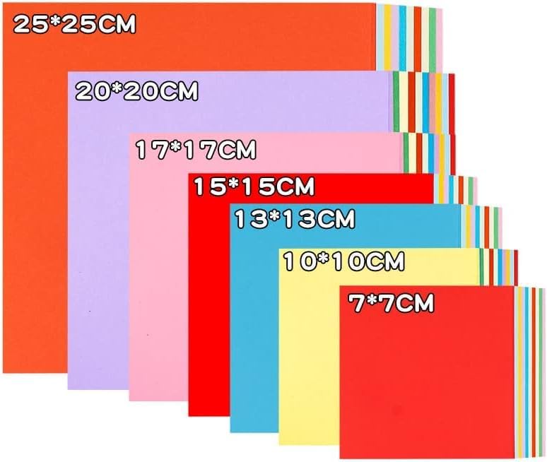 2 Pack 10 Colors Origami Paper Double Sided Color 100 Sheets Square Easy Fold Paper for Beginner (Centimeters, 15x15)