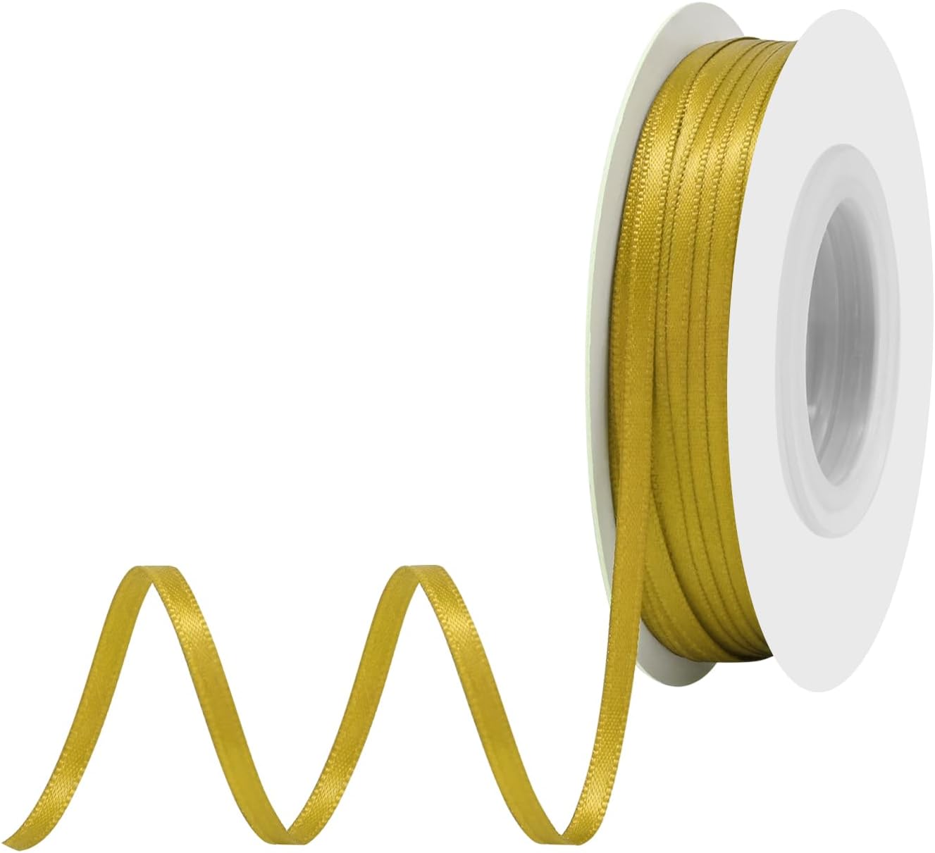 Gold Satin Ribbon 1/8" X 50 Yards Solid Color Double Faced Ribbons Perfect for Crafts Wedding Decor Bow Making Arts Sewing and More