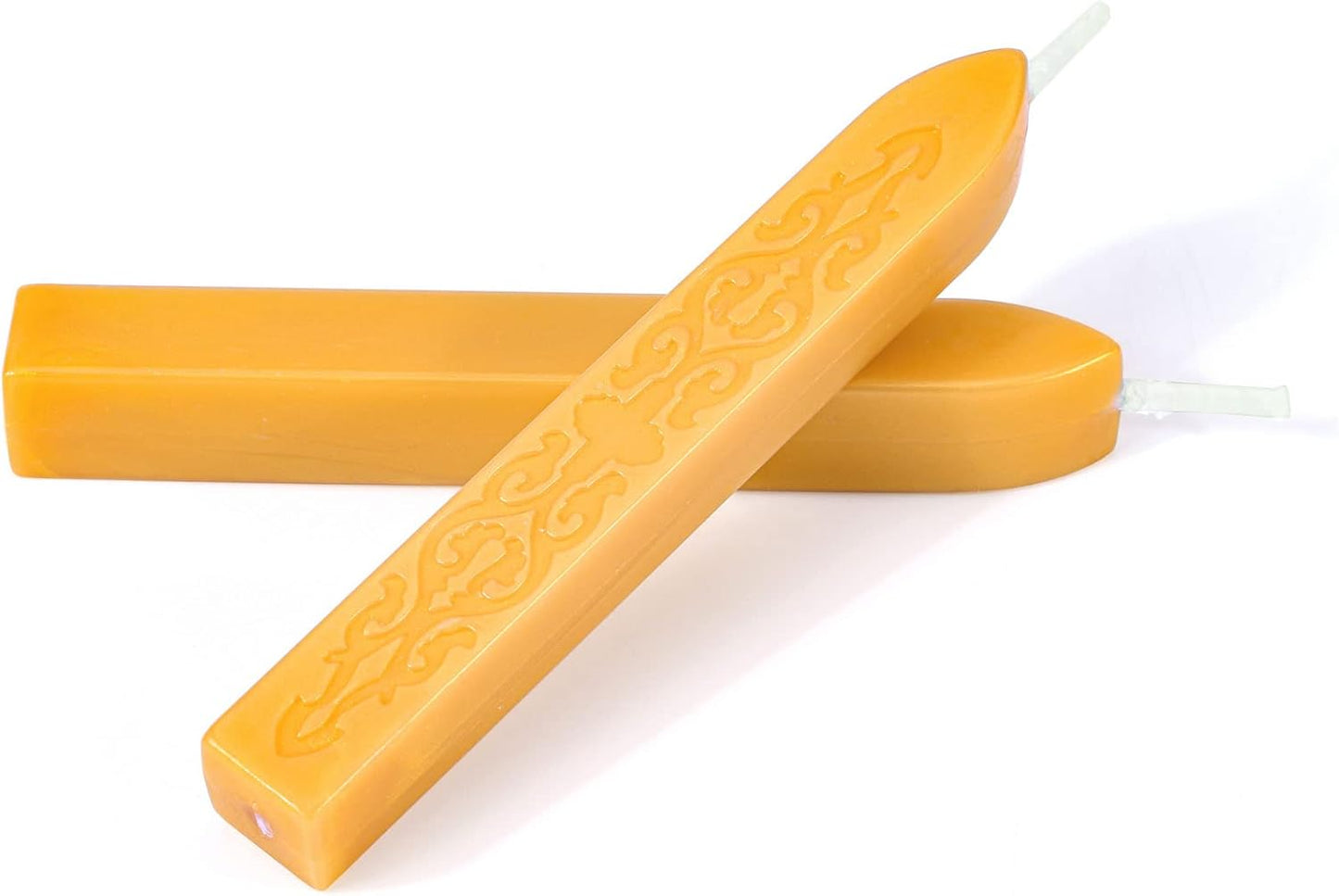 Yoption 5 Pcs Sealing Wax Sticks with Wicks for Wax Seal Stamps, Christmas Cards, Wedding Invitations, Wine Packaging, Gift Wrap, Envelopes (Amber Gold)
