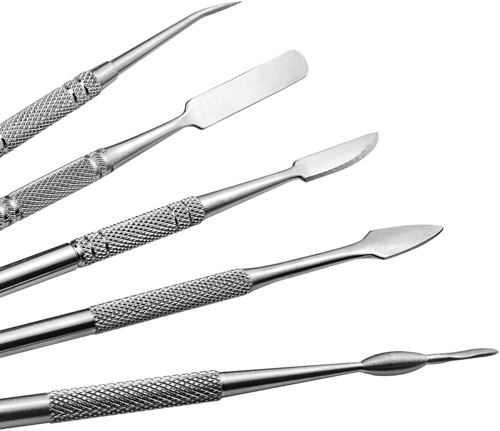 TOVOT 10PCS Stainless Steel Clay Sculpting Tools Metal Sculpting Tools Double-Side Clay Modeling Tools Wax Carving Tools (Silver)
