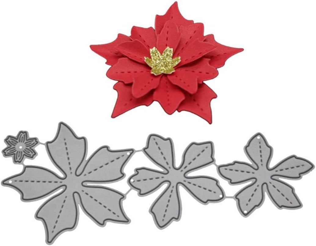 Mvchifay Cutting Dies Happy Birthday Metal Stencils Scrapbooking Tool DIY Emboss Paper Card Making (4 Pcs flowers-15.8x6.8cm)