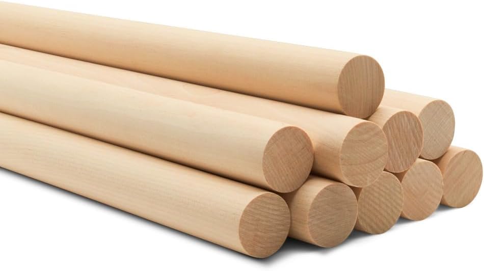 Wooden Dowel Rod, 1 Inch x 18 Inch Wood Dowels, Pack of 25 Wooden Dowels for Crafts, Unfinished Hardwood Wooden Dowels Rods, Strong Wood Rod Dowels for Crafting and DIYers