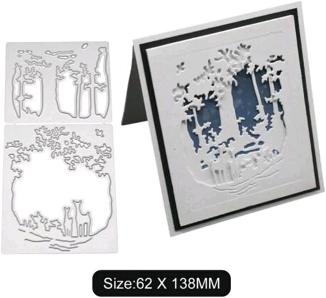 Metal Cutting Dies DIY Merry Christams Embossing Stencil Template Scrapbooking Card Making Mold Photo Album Arts Crafts Tools (Christmas deer-14x6.3cm)