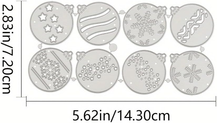 Lapoo Festivals Metal Cutting Die for Scrapbooking - Durable, Cut Stencils for DIY Scrapbook Photo Album Decorative Paper Card, Card Making Supplies, Embossing (8 Christmas Balls 5.6 x 2.8 in)
