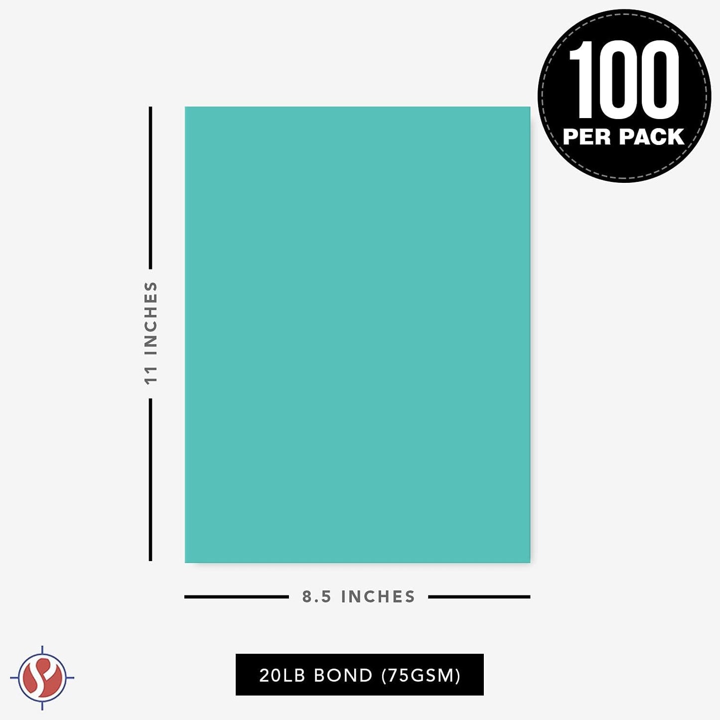 8.5 x 11" Sea Blue Color Paper Smooth, for School, Office & Home Supplies, Holiday Crafting, Arts & Crafts | Acid & Lignin Free | Regular 20lb Paper - 100 Sheets