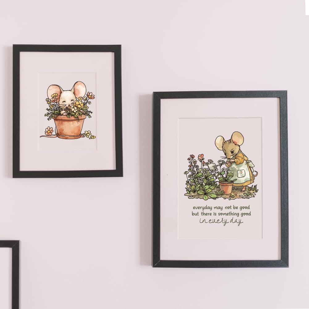 Cute Mouse Garden Planting Flowers Animal Clear Stamps for Scrapbooking DIY Crafting Paper Crafting Card Making Garden Friends Cut Dies Set Happy