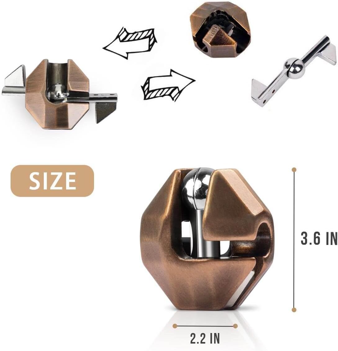 Fun Metal Brain Teaser Puzzle Games - Adults Mind 3D Toys -Teens IQ Insight Challenge - Educational Gift for Ages 12+ （3PCS）