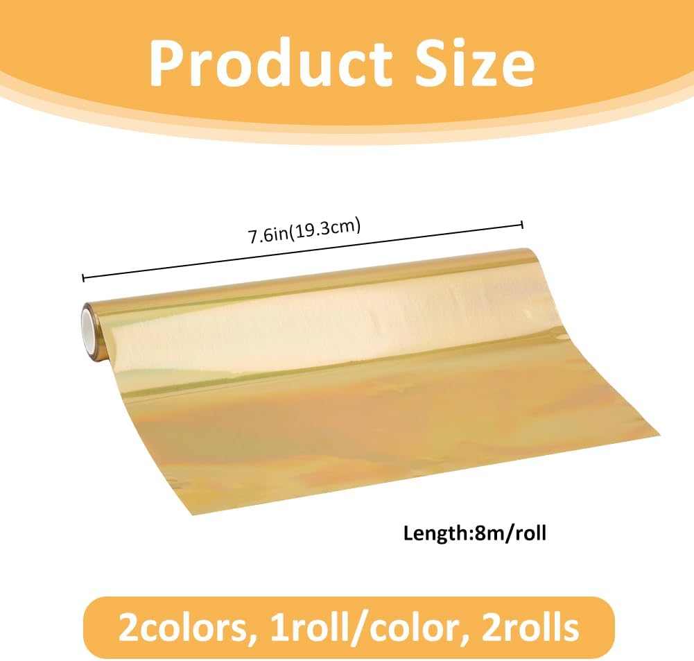 SUPERFINDINGS 2 Colors 16m/Roll PET Hot Foil Transfer Roll Hot Foil Stamping Paper 19.3cm Width Metallic Heat Transfer Foil Papers for Foil Quill/Heat Foil Pen Craft Card Making Golden Silver