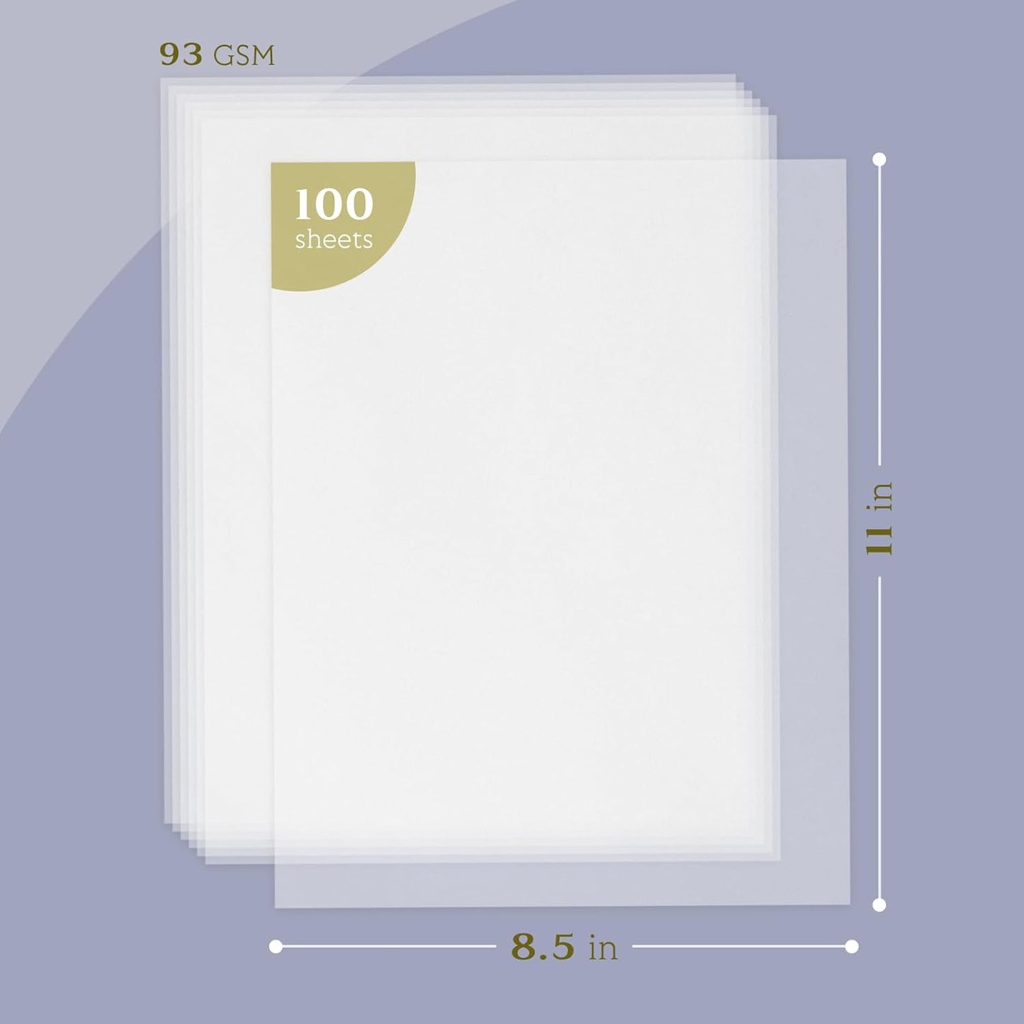 Translucent Vellum Paper 8.5 x 11, Goefun 100 Sheets Vellum Tracing Paper Printable for Invitations, Card Overlays, Belly Bands, DIYs, Sketching, Drawing