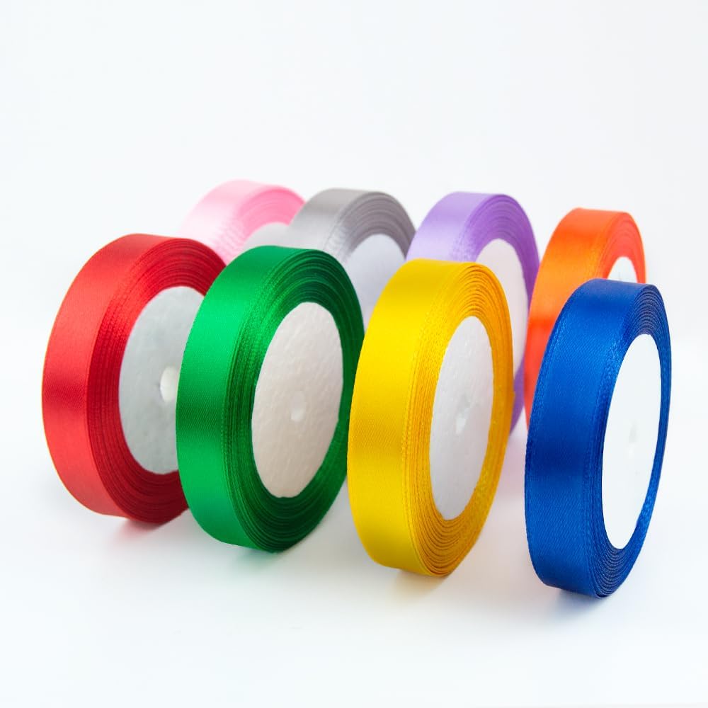 Yellow Ribbon 5/8 Inches x 25 Yards, Yellow Satin Fabric Silk Ribbon for Gift Wrapping, Bows Making, Floral Bouquets, Wreaths, DIY Handicrafts, Sewing Projects, Baby Shower and Wedding Party