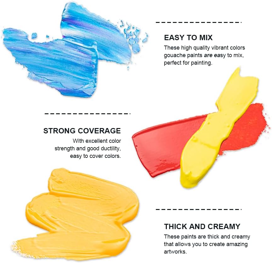 HIMI Gouache Paint Tube Set -18 Colors 12ml, with Rich Pigments, Gouache paint Non-Toxic, suitable for Beginners, Artists, and Hobby Painters. Beautiful Gifts for Art Supplies Painting（18 colors）