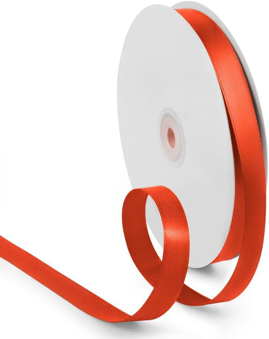 5/8 Inch 100 Yards Satin Ribbon Autumn Orange, Solid Color Fabric Ribbon for Gift Wrapping, Wedding, Polyester Gift Ribbon for Birthday Party Decoration, Craft, Hair, Floral, Sewing