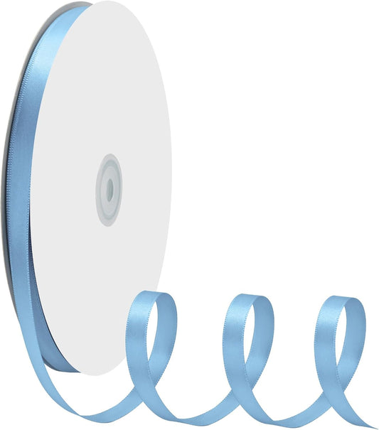 3/8" X 100 Yards Dusty Blue Satin Thin Ribbon Solid Color Double Faced Ribbons Perfect for Crafts Wedding Decor Bow Making Arts Sewing and More