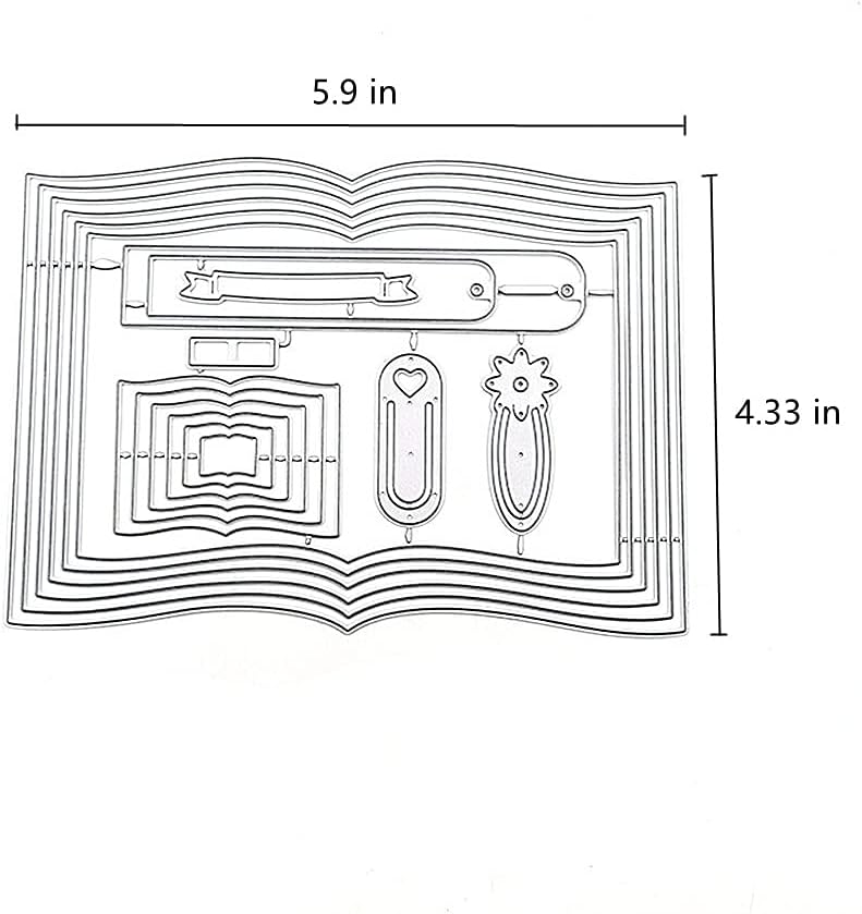 Book Cutting Dies,Bookmarks Tags Banner Die Cuts Metal Embossing Stencils Template Mould for Card Scrapbooking and DIY Craft Album Paper Card Decor