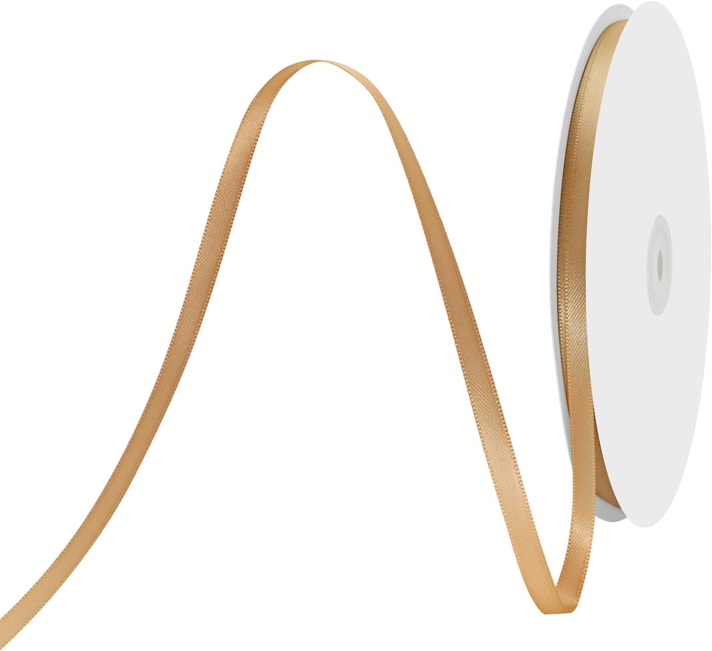 1/4" X 100 Yards Old Gold Satin Thin Ribbon Solid Color Double Faced Ribbons Perfect for Crafts Wedding Decor Bow Making Arts Sewing and More