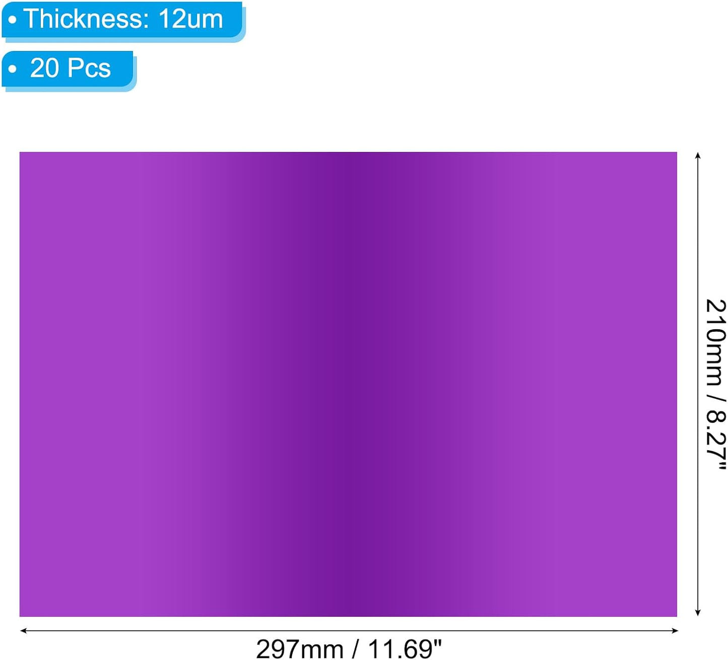 PATIKIL 11.7x8.3" Hot Stamping Foil Paper Sheet, 20 Sheets A4 Heat Transfer Hot Stamping Paper Foil for Leather DIY Logo Decor Craft Gift Package Scrapbook Card, Purple