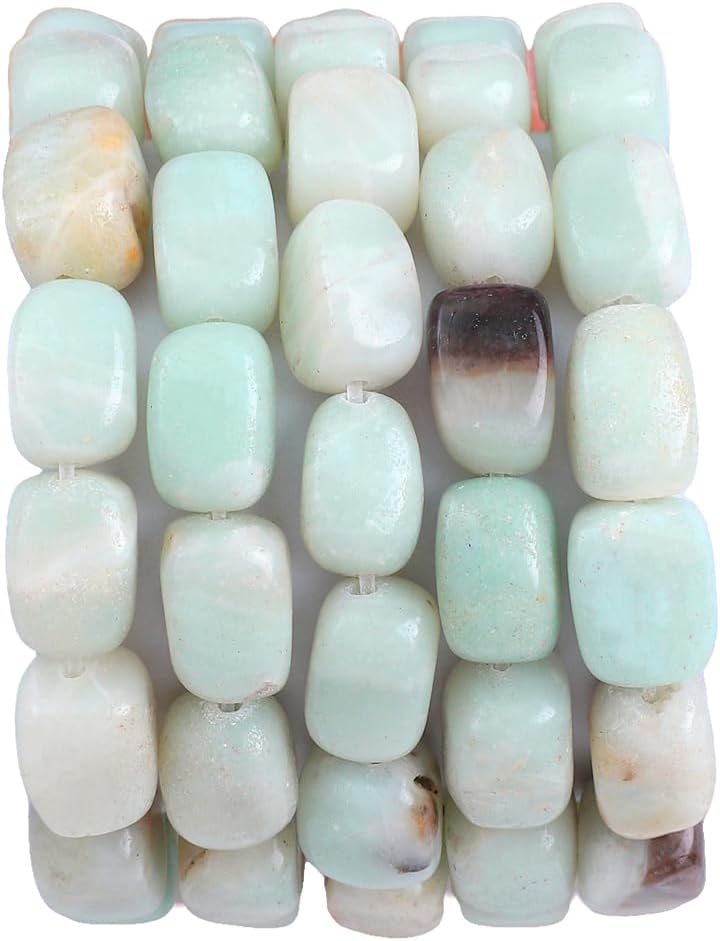 Natural Amazonite Cuboid Stone Loose Semi Gemstone Beads for Jewelry Making 8mmx12mm 38cm/Strand